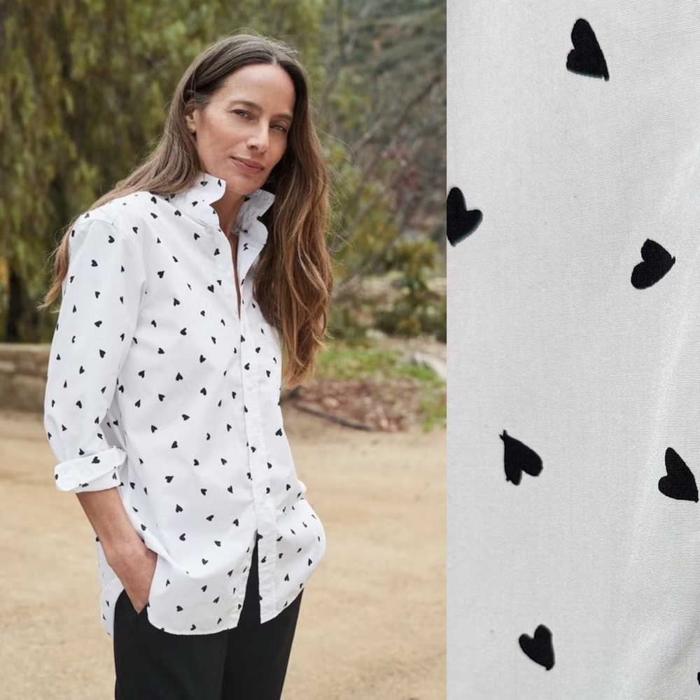 FRANK & EILEEN Joedy Shirt in Heart Print Size Large